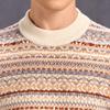 Men's 100% Pure Wool Fair Isle Contrast Pullover Sweater