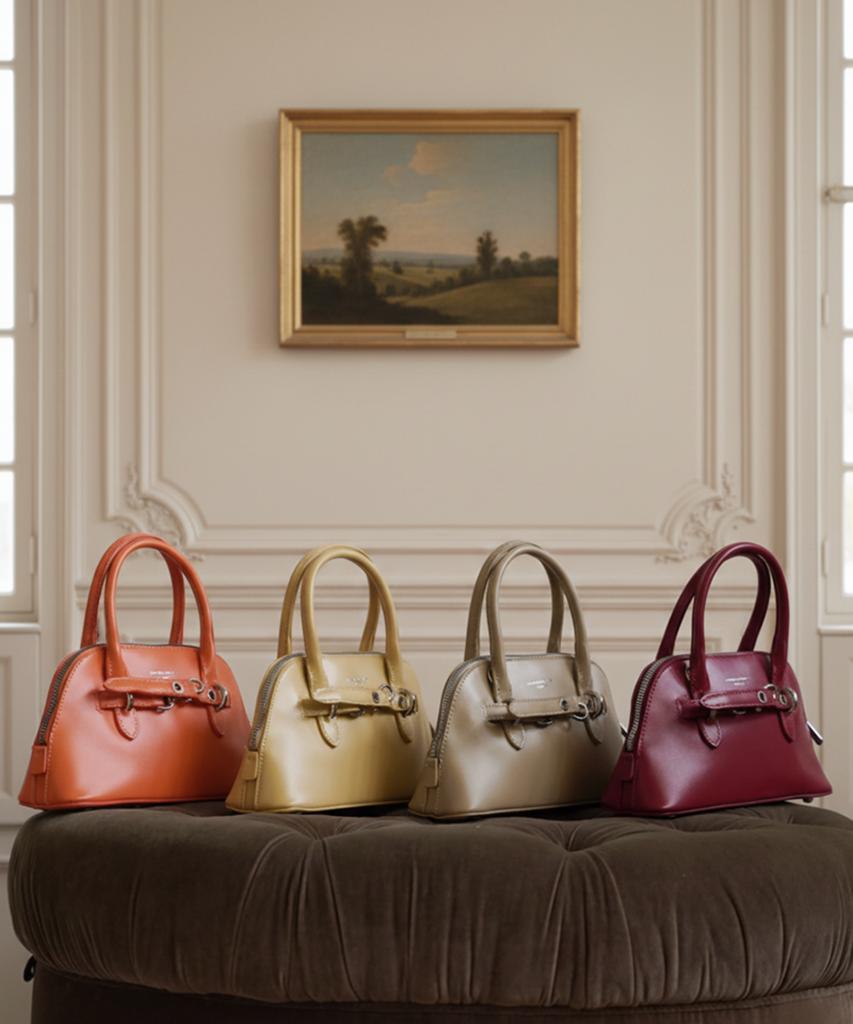 David Jones Le Mare 3-Way Top Handle Mini Belted Tote Leather Bag_Camel (Cm8265)