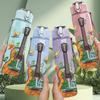 1PC Acoustic Guitar Flower Decor 750ml Color Plastic Sports Water Bottle Leakproof Flip Straw Lid Suitable for Sports Office Home Use