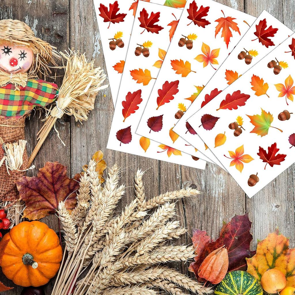 540 Pieces Thanksgiving Fall Autumn Leaves Stickers Maple Leaves Stickers for Thanksgiving Them Party Supplies and Classroom Decor