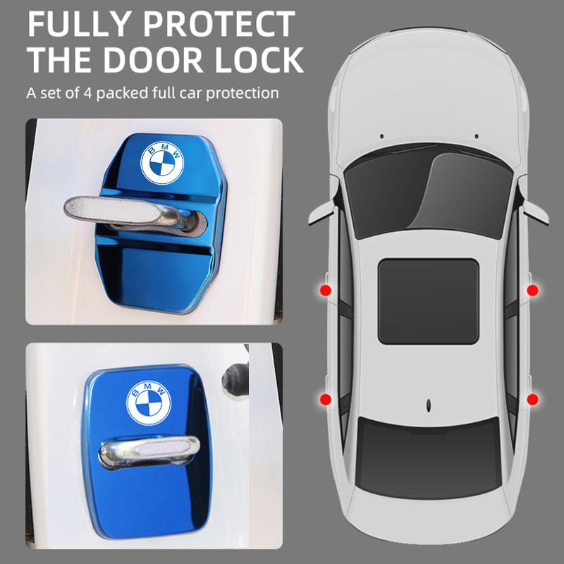 4pcs Slim Design Car Door Lock Cover Emblem Stainless Steel Protective Case Compact Exterior Decoration Auto Accessories For BMW npmk56