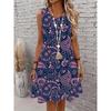 Women Featuring a Sleeveless Bohemian Style A-Line Dress with a Floral Pattern And a Loose Fit, Perfect for Overseas Wear