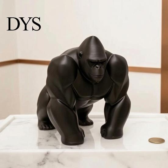 Modern Decorative Accents 3D Printed Gorilla Sculpture Ornament Minimalist Art Figurine with Geometric Design Detailed Texture Eco-Friendly Decor for