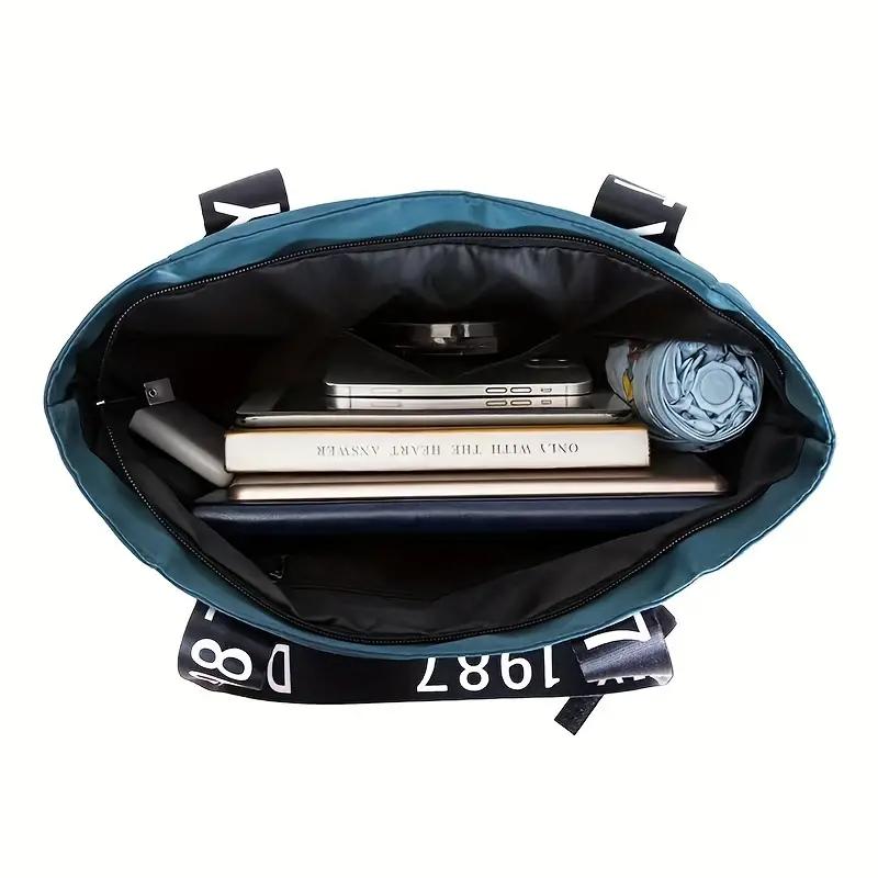 Flower Embroidery Tote Bag, Fashion Oxford Cloth Handbag, Large Capacity Shoulder Bag For Women