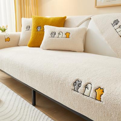 Kaschmir Verdicktes Winter Sofa Kissen Rutschfeste Sitzkissen All-Inclusive Sofaüberwurf Vollständiger Bezug Stoff