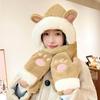 Women's Cozy Fox Ear Plush Hat with Integrated Scarf - Warm, Soft Lei Feng Design for Autumn and Winter. Perfect Ear Protection for Students.