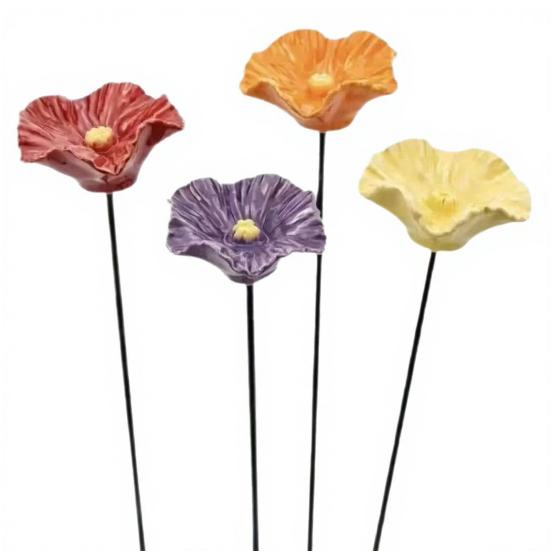 4Pcs Resin Flower Pollinators Cups Garden Stake Bee Watering Station