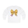 Yellow Bow Pencil Design Gift For Teacher, Unisex Ultra Cotton Long Sleeve Tee