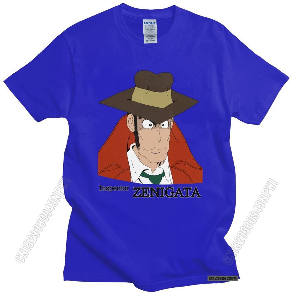 Lustiges Lupin The Third T-Shirt für Herren Rundhals Koichi Zenigata Grafik T-Shirt Vorgeschrumpfte Baumwolle Normale Passform T-Shirt Merchandise