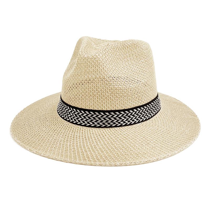 Summer Raffi Woven Straw Hat Retro Jazz Top Hat Men and Women Surfing Foldable Sun Protection Hat
