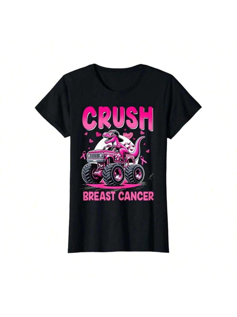 Crush Breast Cancer Awareness Monster Truck Kleinkind Junge Kinder T-Shirt 100% Baumwolle Neues T-Shirt Kurzarm Herbst T-Shirt Top 01232