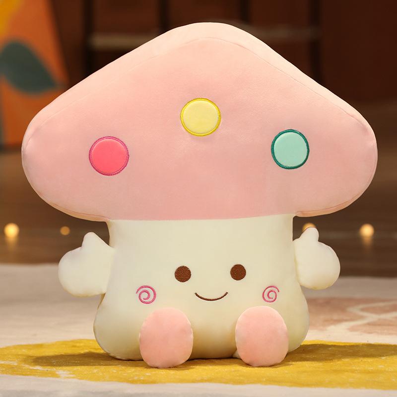 Colored Mushroom Throw Pillow Plush Toy Office Autumn and Winter Student Dual-purpose Hand Warmer Covering Cushion Rag Doll