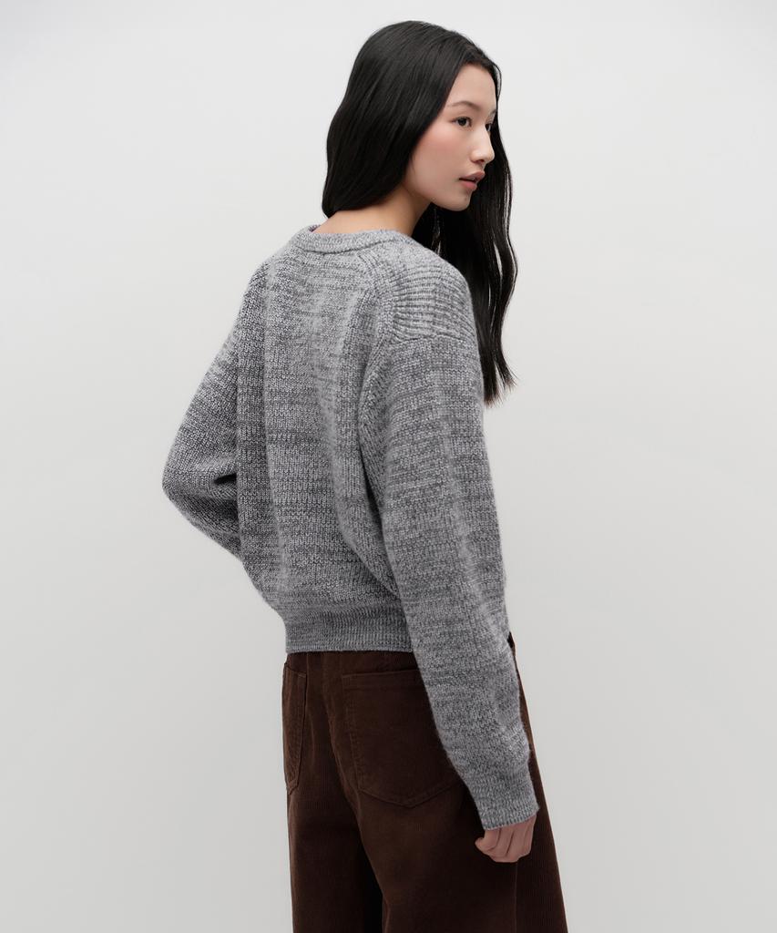 MUSINSA STANDARD WOMAN Women'S Mixed Yarn Crew Neck Knit [Melange Grey]