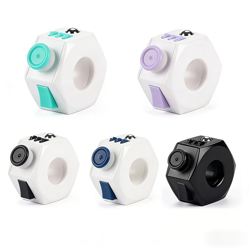 6 Sided Cube Fidget Roller Sensory Toy Multifunctional Finger Spinning Ring Cube Toy Relieve Stress For Add Adhd Improve Focus