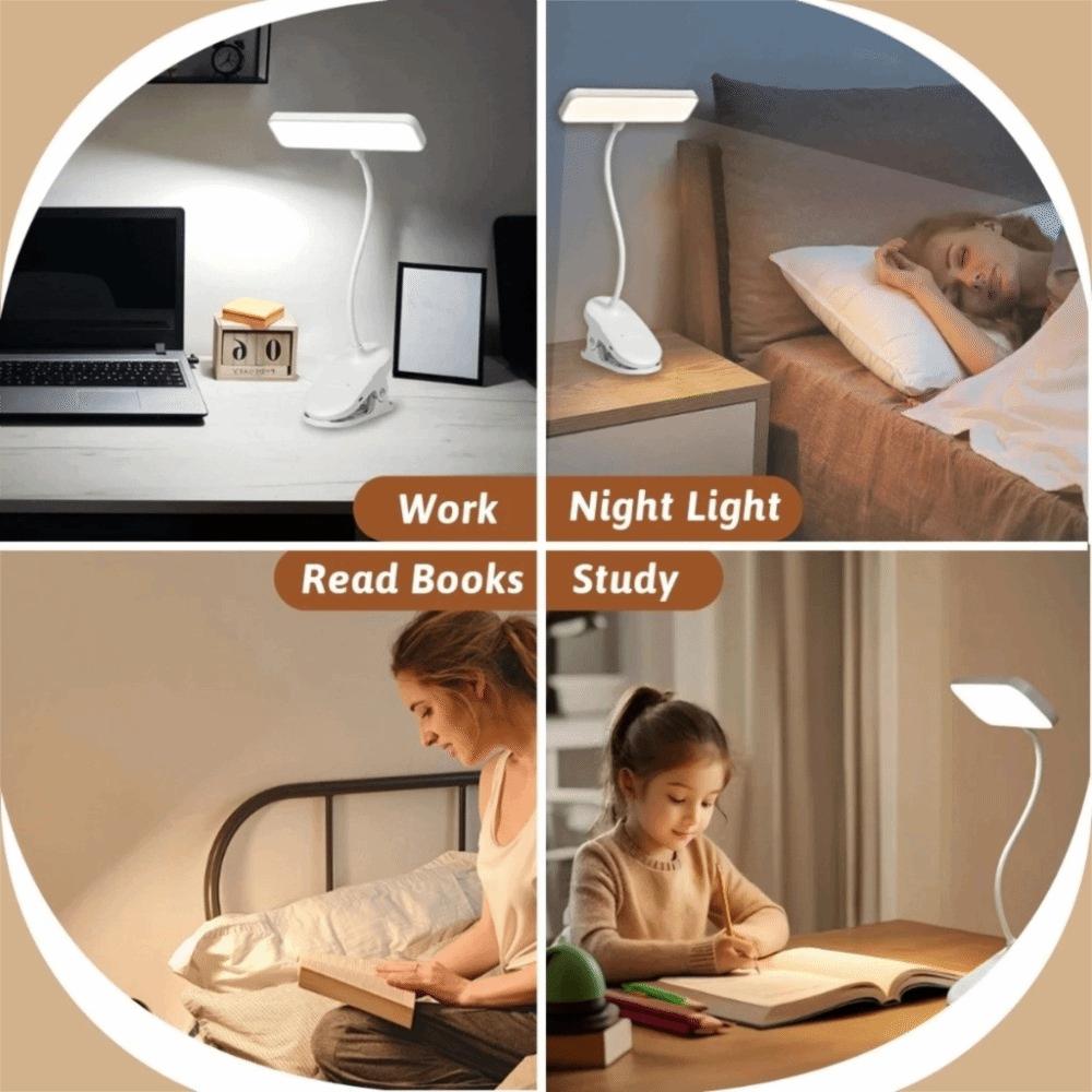 Flexible LED Clamp Desk Lamp 3 Colors LED Book Clip Lights Creative Clamp Night Light Learning