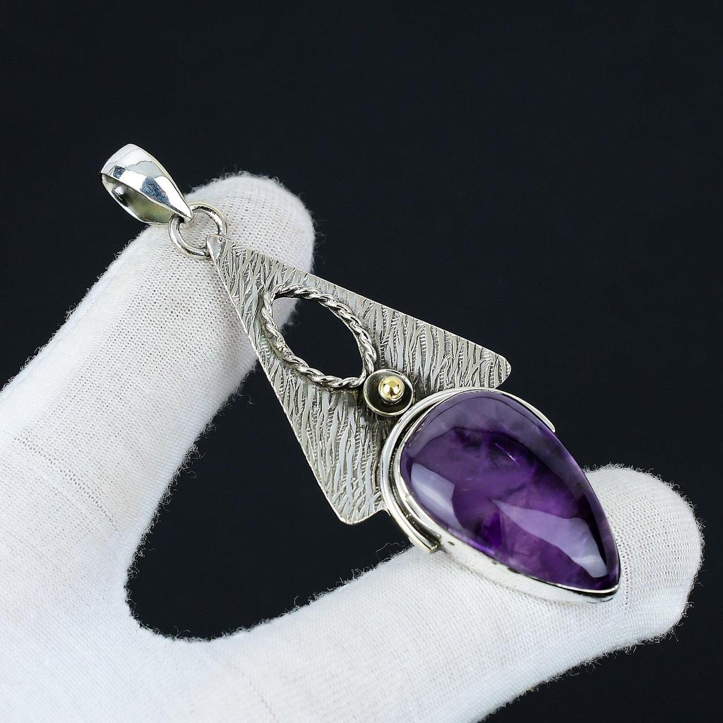 Amethyst Pendant, Natural Amethyst Gemstone Jewelry, 925 Sterling Silver Jewelry, Handmade Bohemian Jewelry Pendant, Unisex Pendant For Gift