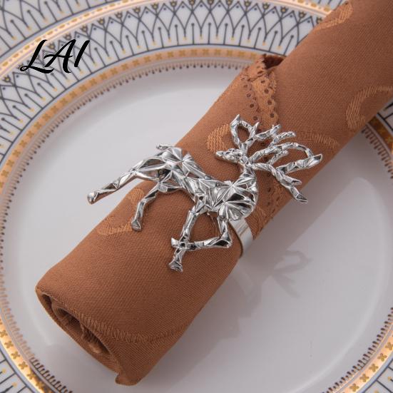 Decorative Napkin Fasteners Christmas Deer Ring Faceted Metal Elk Holder Reusable Unique Animal Shape Rings Ring for Xmas Holiday Wedding Receptions