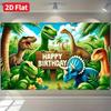 Bright Color Dinosaur Birthday Backdrop, Tropical Palm Tree Jungle Party Background for Birthday Photoshoot Wall Decor