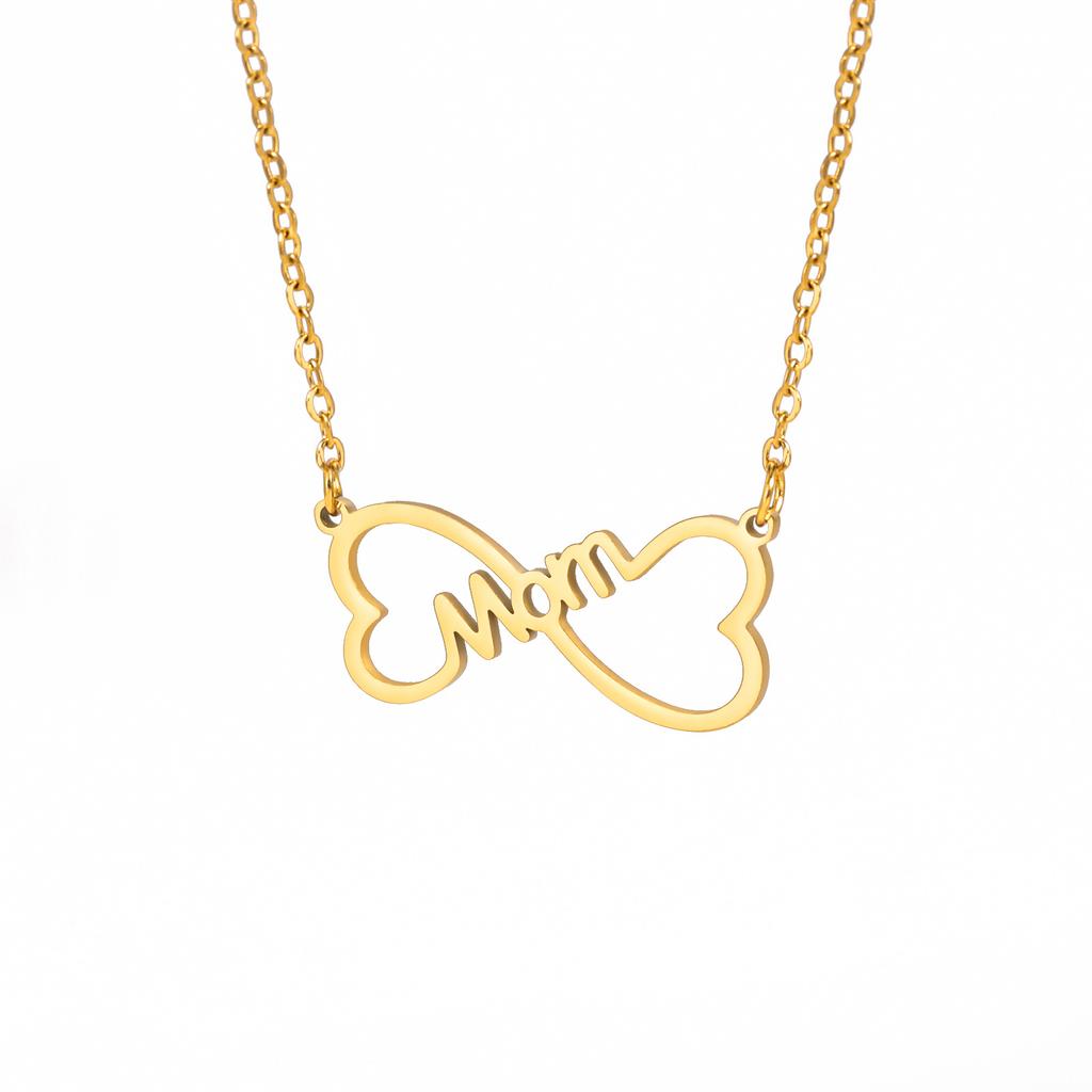 Hollow Bow Titanium Steel Necklace Heart Pendant Mothers Day Gift Fashion Jewelry