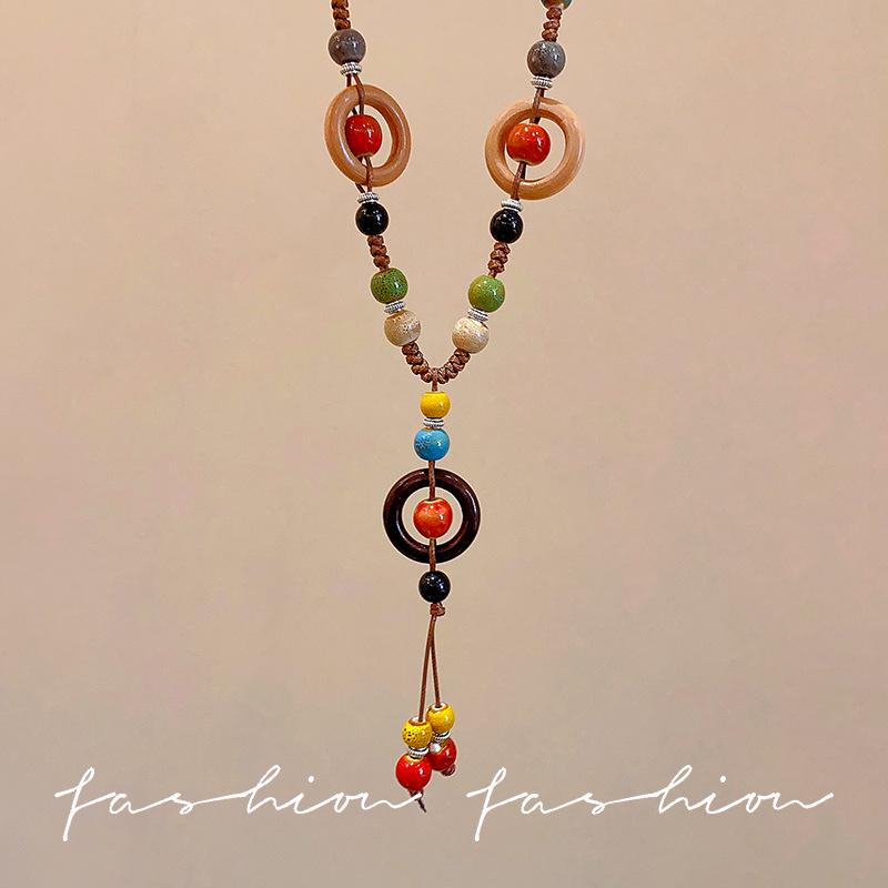 Colier Etnic Stil Ghioc de Stejar: Accesoriu de îmbrăcăminte unisex din bumbac și in țesut manual