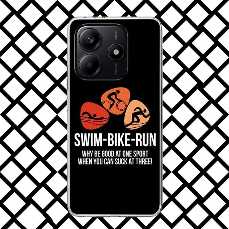 

Triathlon Swim Bike Run Phone Case for Xiaomi Redmi Note 15 14 14S 13 12 12S 11 Pro Plus 11E 11T 11S 10S 5G Soft Cover Fundas Re Redmi Note 14 Pro 5G