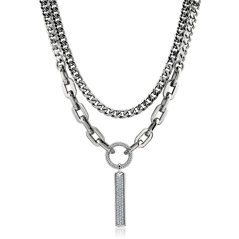 

Minimalist Long Strip Pendant Necklace Gold Plated Multi-Layer Geometric Snake Bone Chain Necklace Fashionable Jewelry срібний