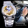 Forsining Orologio da uomo alla moda, per il tempo libero, con intagli lunari scavati e orologio meccanico scavato