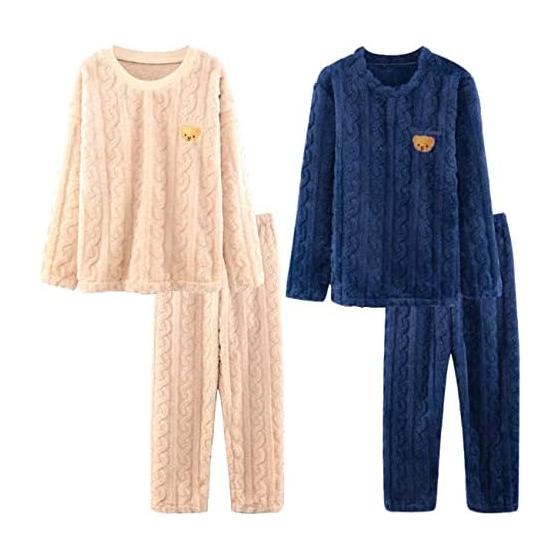 [D.IIZOO] Pair Pajamas Women s Men s Autumn/Winter Long Sleeve Room Wear Pair Pajamas Winter Couple Pajamas Top and Bottom Set Autumn/Winter Room