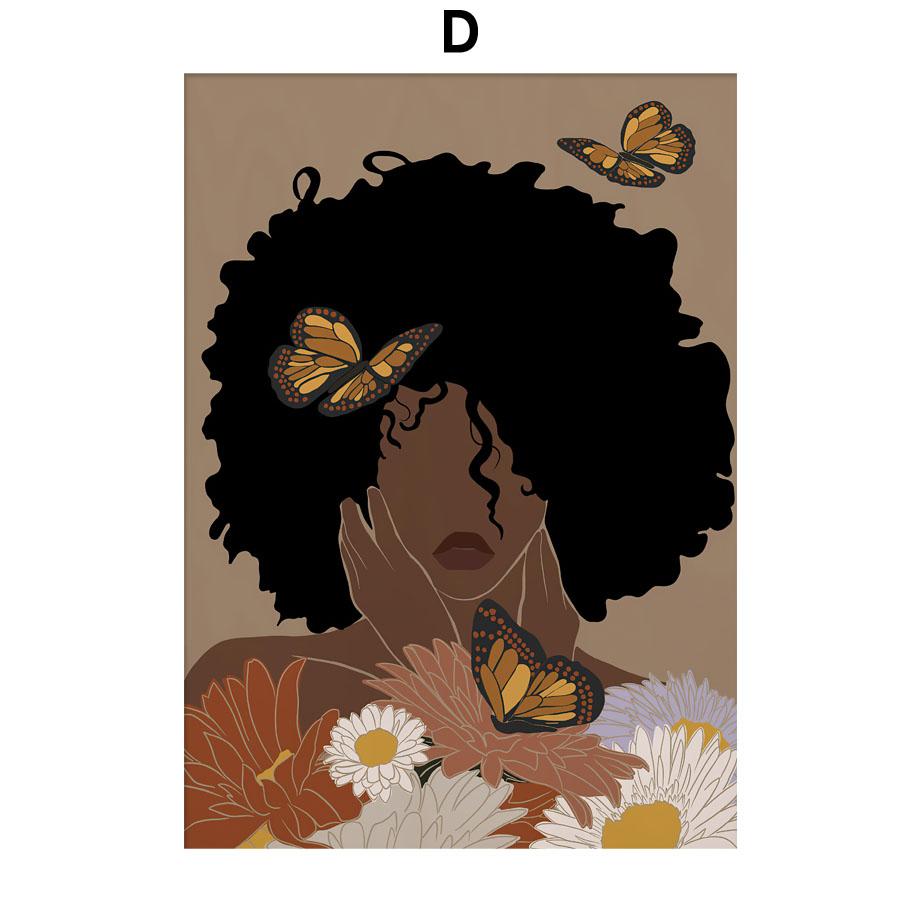 

Африканская черная девушка Иллюстрация Абстрактное искусство Скандинавские постерыКартины на холсте и принты Настенные картины для гостиной Домашний декор 21x30cm No Framed