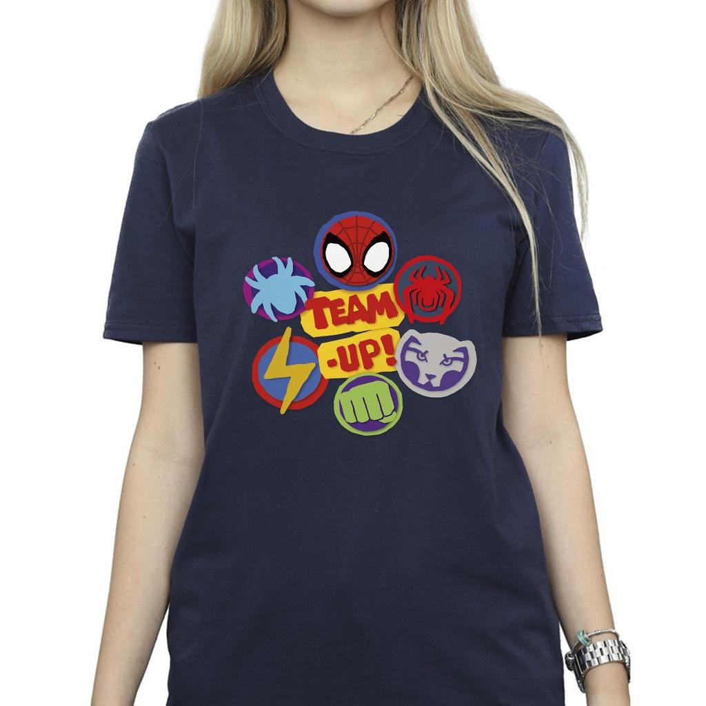 Marvel Womens/Ladies Spidey And His Amazing Friends Team Up Cotton Boyfriend T-Shirt