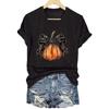 Summer V-neck 3D Bowknot Pumpkin Printed Top Fashionable Casual Short Sleeved Women's T-shirts