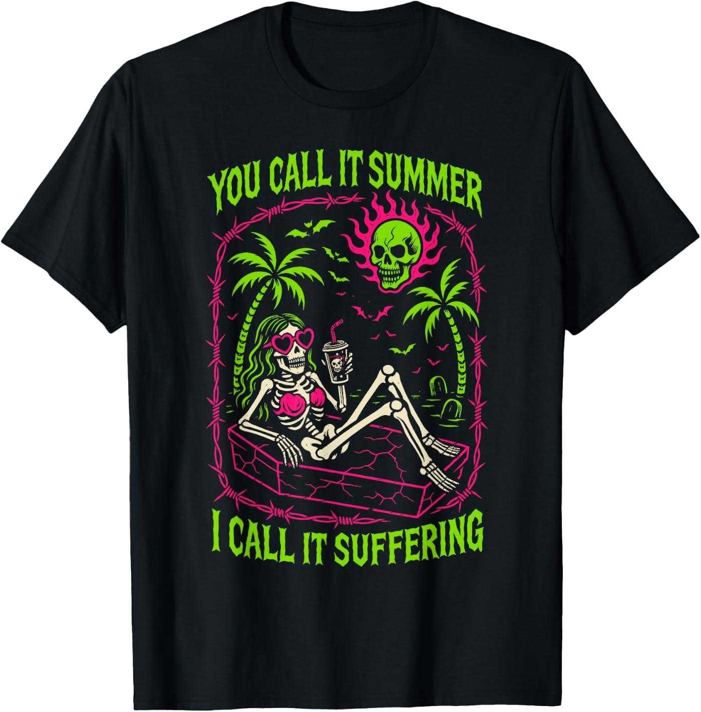 You Call It Summer I Call It Suffering Coffin Skeleton Art T-Shirt XXXXL