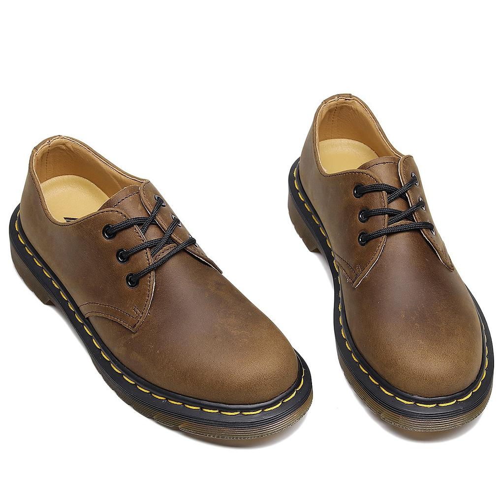 Erste Schicht Low-Top Martin Schuhe Herren Leder Crazy Horse braun große Größe kurze Stiefel runde Spitze Herren- und Damen-Freizeit-Toolingschuhe