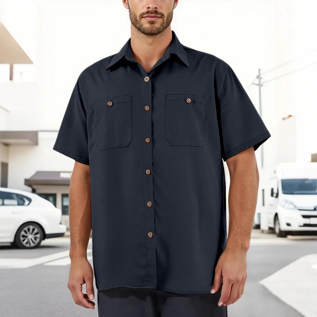 Men's Loose Classic Lapel Multi-pocket Industrial Work Shirt Top