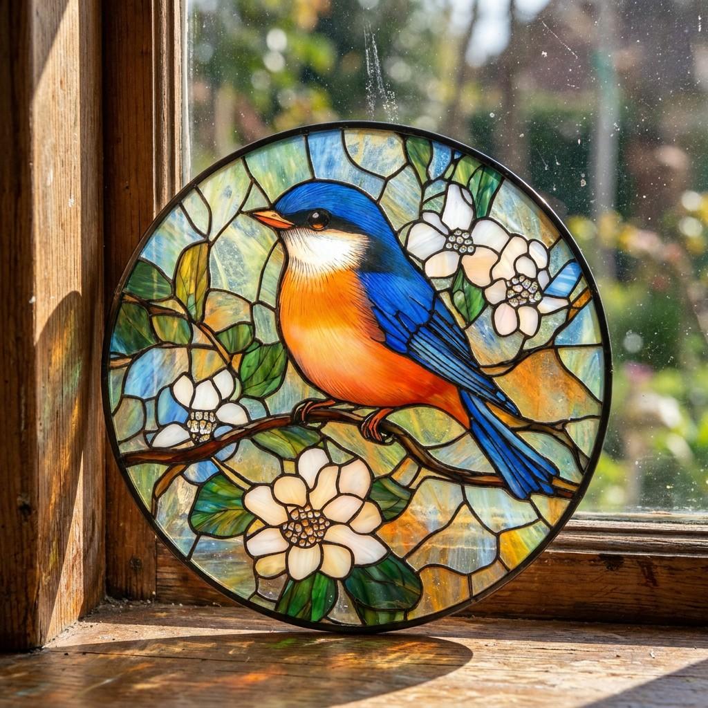 Modern Halloween Dragonfly Pattern Stained Glass Suncatcher 20cm/7.87inch Hanging Window Decor Hand-Painted