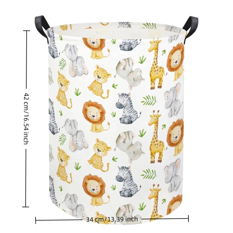 Cartoon Animal Storage Basket Foldable Waterproof Laundry Hamper With Double Handles For Kids Toy Clothes Organizer Bin