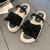 Two Sandals Female Summer Flat-bottomed Fairy Evening Breeze New Student Fashion Roman Thick-soled Beach Cool Slippers