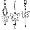 Black Butterfly Bead Phone Charm Straps Keys Hanging Pendants Bag Decoration