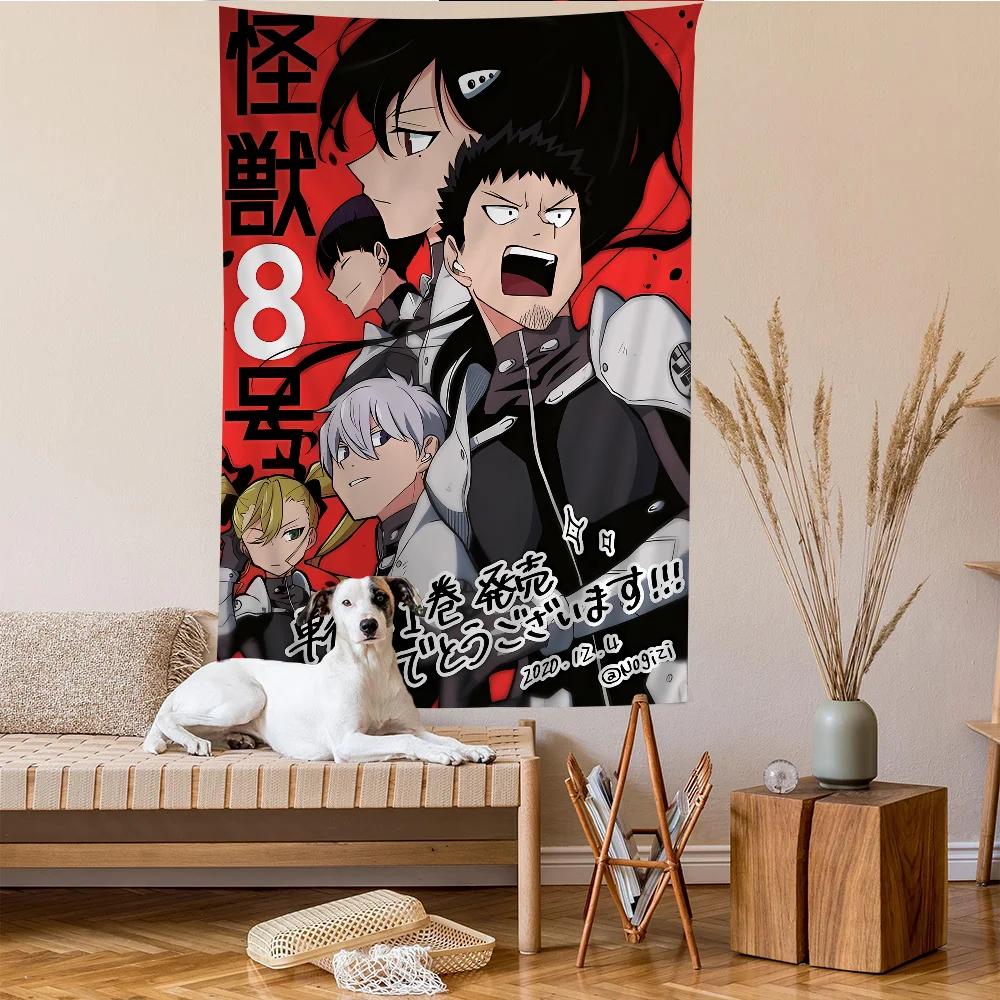 Anime Kaiju No 8 Tapestry Art Printing Japanese Wall Tapestry Anime Wall Hanging Home Decor