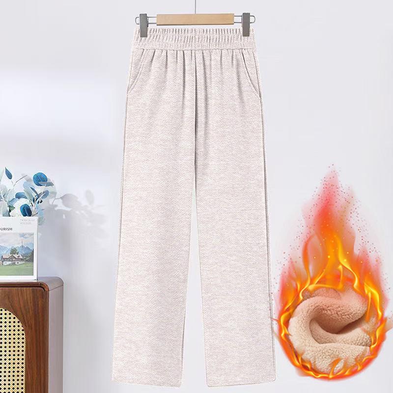 Damen Elegante High-Waist Gerade Hose mit Fleece-Futter für Herbst/Winter 2026