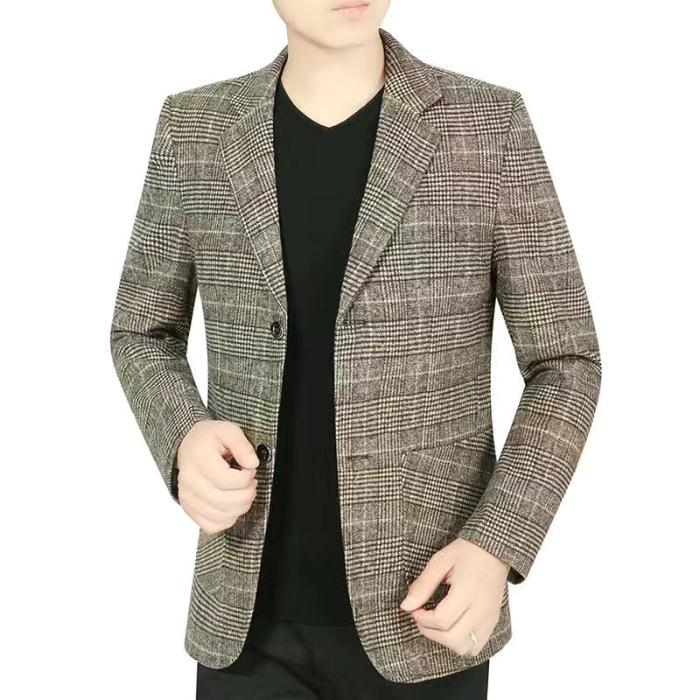 Pánská podzimní/zimní štíhlá saka pro business casual s vylepšeným sametovým detailem