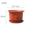 Imitation Ceramic Round Flower Pot, Brick Red Frosted Resin, Realistic Classical Landscape Style