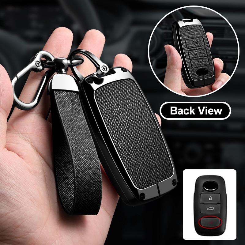 Zinc Alloy Leather Car Remote Key Case Cover Shell for Toyota Yaris Ativ Raize Veloz Avanza Rush Auto Keychain Accessories