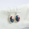 Dahlia Copper Turquoise Earrings, 925 Sterling Silver, December Birthstone