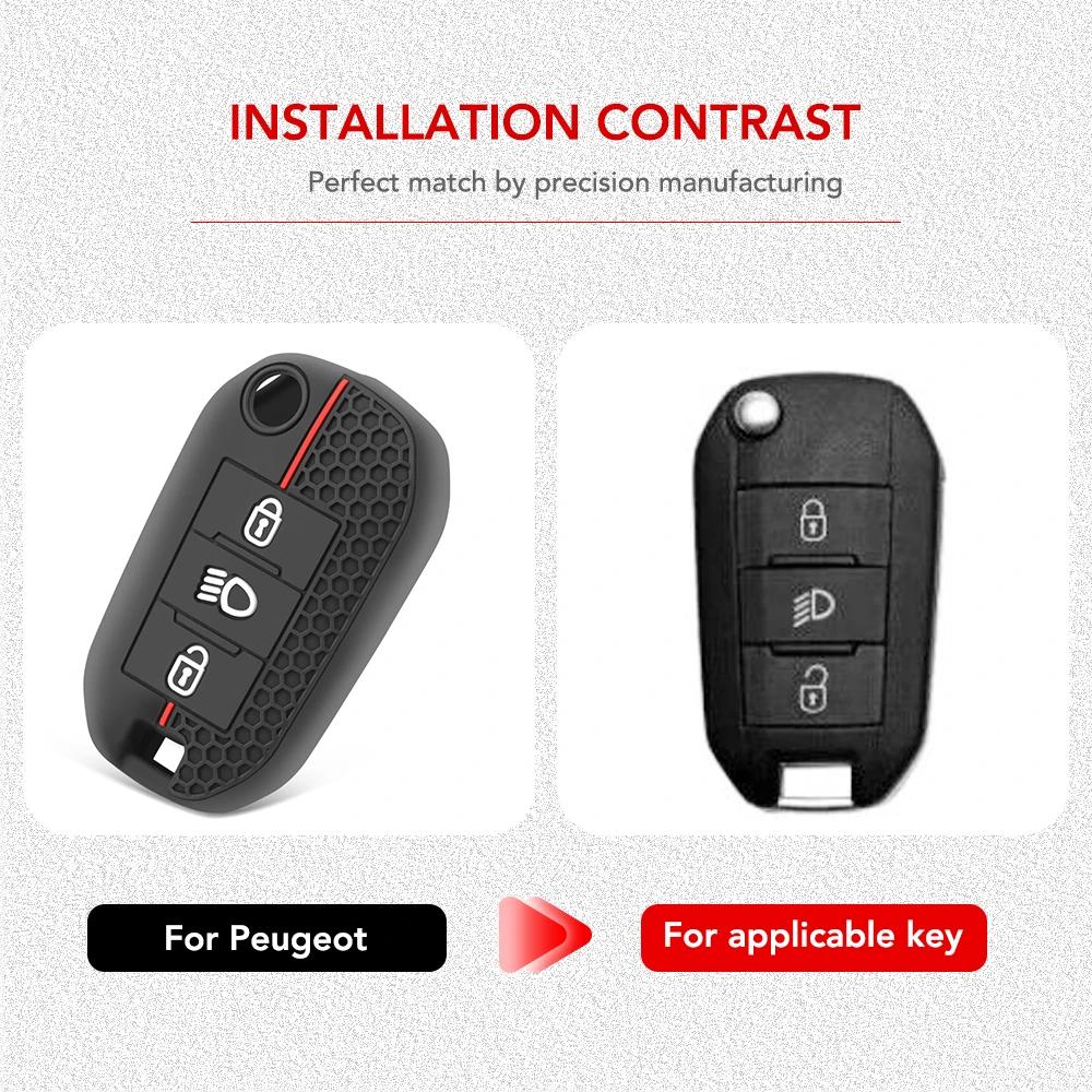 Silikonový skládací kryt klíčenky pro Peugeot 208 2008 301 308 3008 RCZ 508 408 2008 307 Pouzdro na Citroen C3 C4 Berlingo 2021
