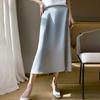 Women's Summer Mulberry Silk High Waist A-line Midi Skirt