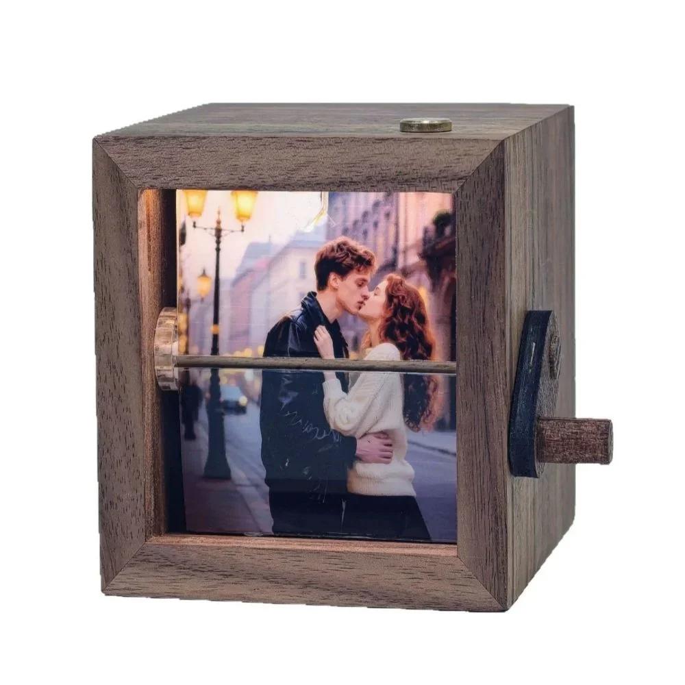 Hand-cranked Page-turning Photo Machine Luminous DIY Photo Frame Commemorative Decorative Photo Frame Desktop Ornaments