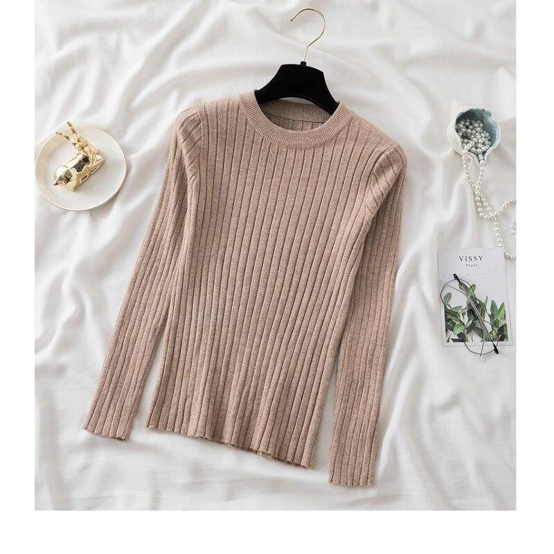 Herbst Oansatz Gestrickte Lange Hülse Frauen Pullover 2023 Mode Koreanische Dünne Strickwaren Winter Casual Gestreiften Tops Jumper 28713