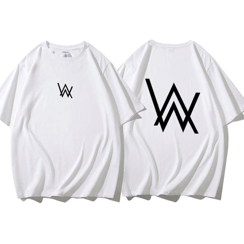 Männliches Alan Walker Jahoau Alan Walkers Gleicher Stil DJ Trendiges verblasstes kurzärmeliges Baumwoll-T-Shirt für Männer und Frauen