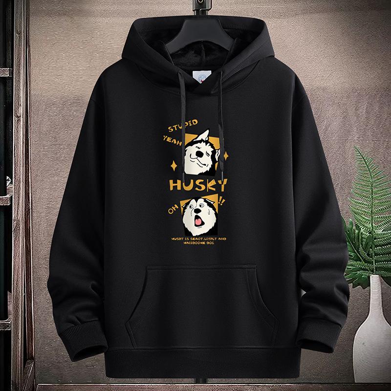 Cute Dog Pattern Mens Hooded Hoodie Sportshirt Plus Size Boys Pullovers M-5XL